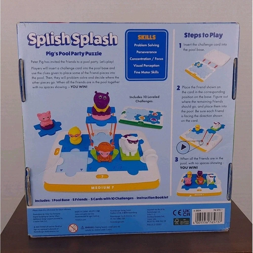 Splish Splash Pig's‎ Pool Party Brain Teaser Puzzle Thinkfun Friends Ages 3+ New